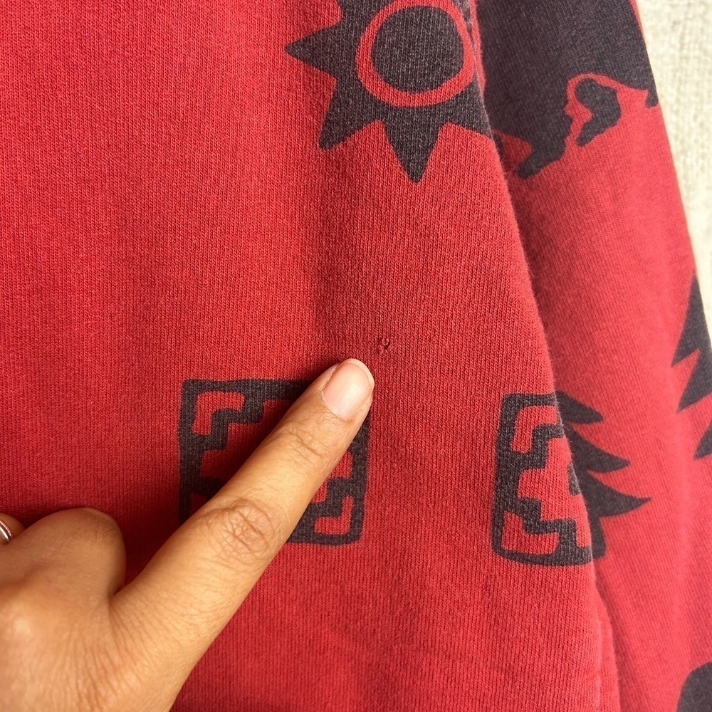 True grit Bear Printed fleece Jacket full zip Long sleeve red-Black minimalist S - Picture 7 of 11